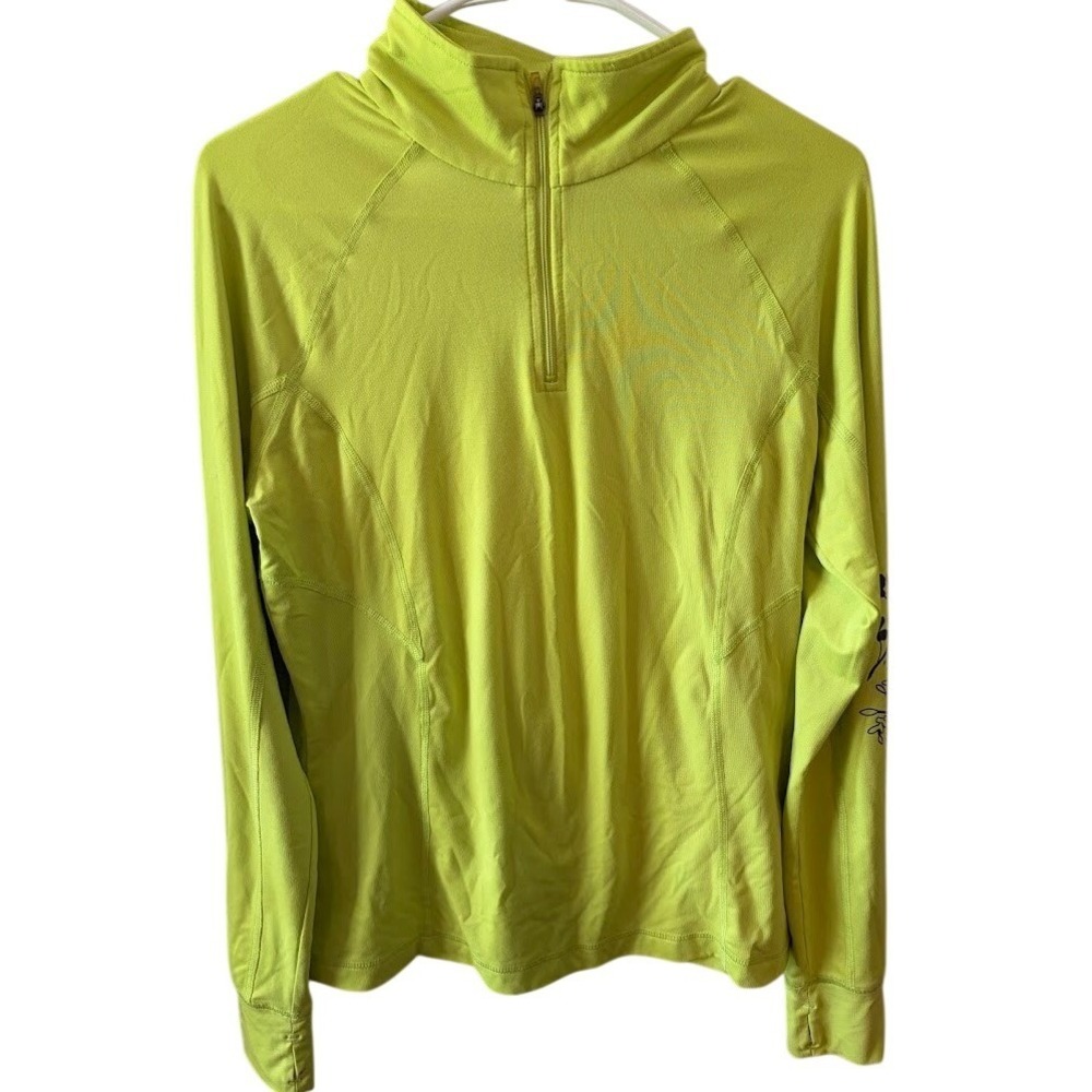 Tek Gear Womens Neon Lime Yellow Quarter Zipโ Pullover Athletic Top Size Medium
